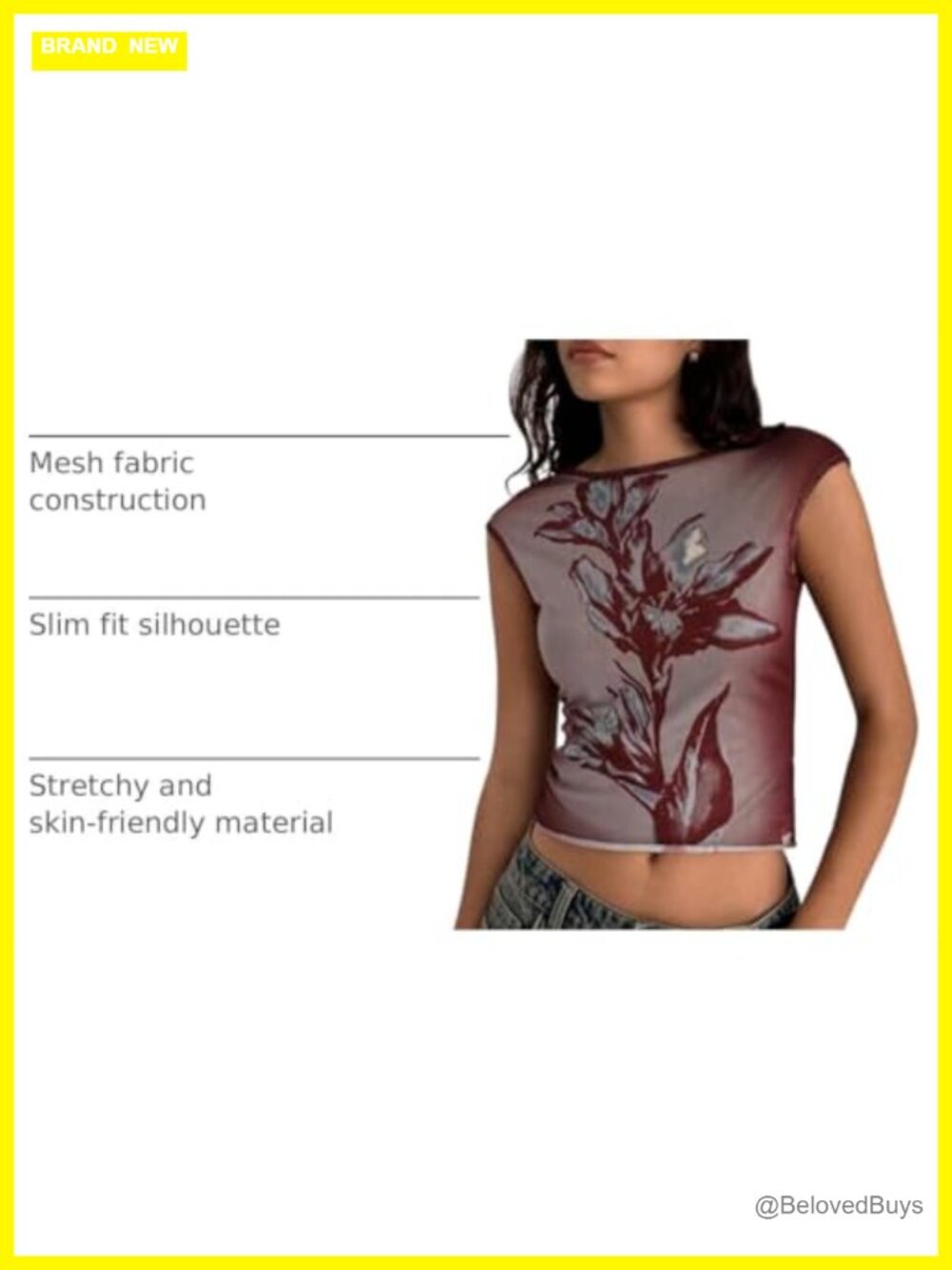 WDIRARA Floral Dolman Cap Sleeve Mesh Tee Top Y2K Going Out - Picture 3 of 6
